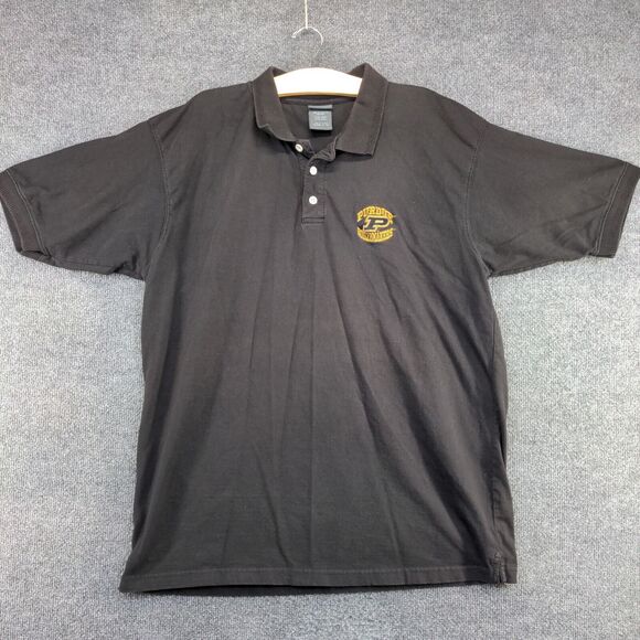 Pro Edge Men's Purdue Boilermakers Polo Shirt Black XL Short Sleeve Straight Hem - Picture 2 of 13